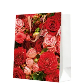 Geschenktasche mittel - Red Bouquet 20x10x25 cm